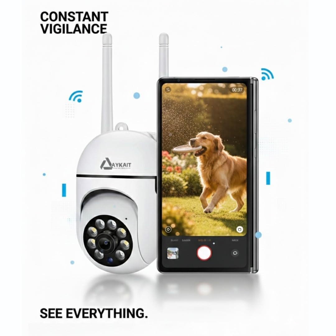 Smart CCTV WiFi Camera - 2MP Dual Light Camera 360 Degree View, Two-Way Baby & Elderly Office Shops Monitoring, PTZ Indoor Camera, App v380 pro (with 2 Years Warranty)